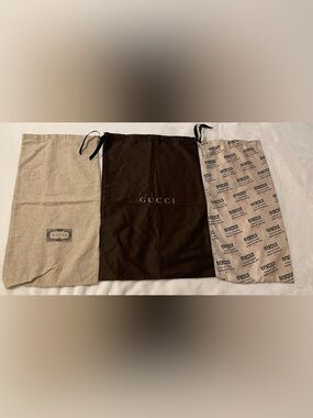 Authentic Gucci Dust Bag Bundle Lot of 3 Large Brown Beige Logo Bags